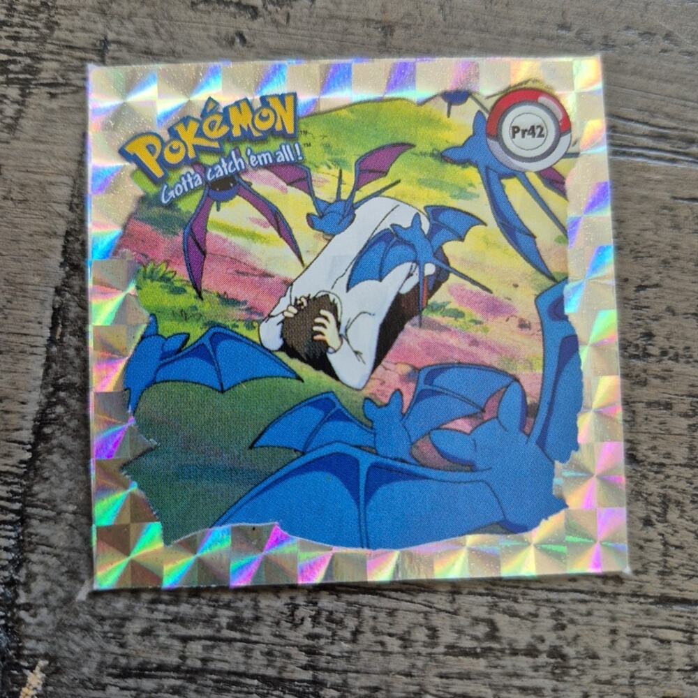 Vintage 1999 Pokemon Sticker Zubat Pr42 Series 1 Silver Prizm Holographic Artbox